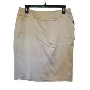 Marina Luna Women's Oyster Shine Poly/Cotton/Spandex Straight Pencil Skirt NEW